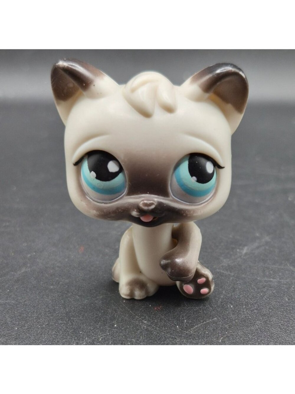Littlest Pet Shop Siamese  #240 2005 Hasbro Blue Eyes Brown Cream "Push 'n Play"